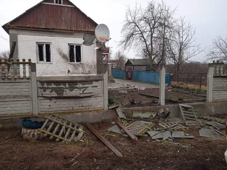 Photos taken by Eva*, 15, showing the destruction in her village near the Contact Line in Eastern Ukraine.