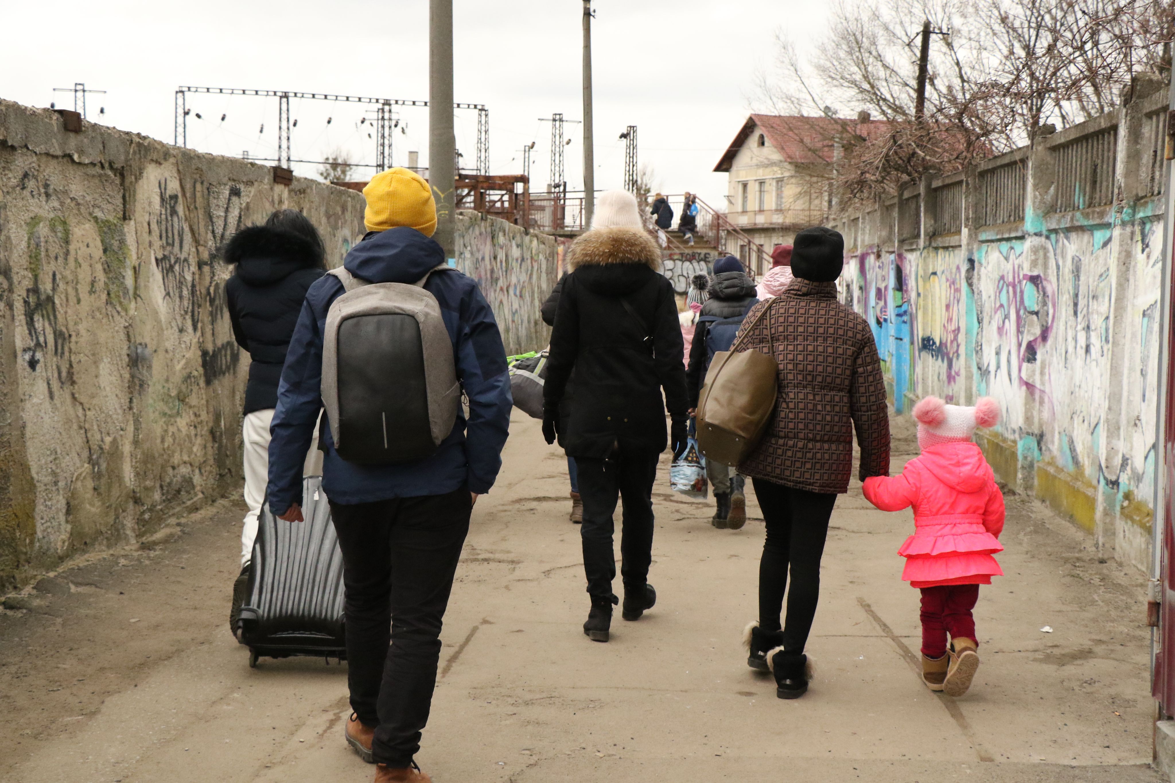 Families in Ukraine, displaced by the conflict.